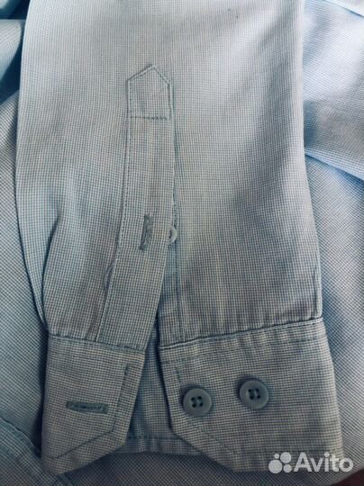 Рубашка мужская бирюз. р. 164 с длинным рукавом