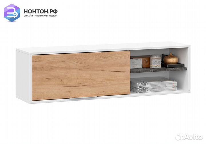 Полка навесная Чарли белый / дуб крафт золотой / а