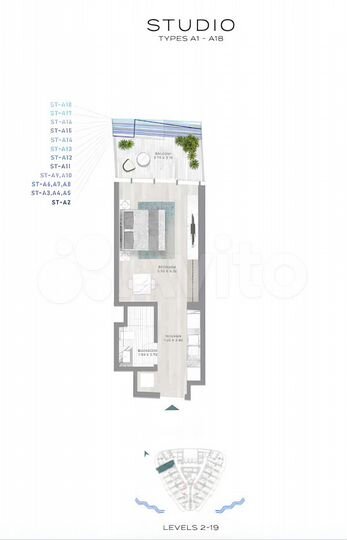 Квартира-студия, 43 м² (ОАЭ)