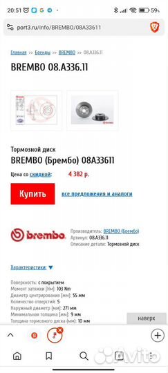 Тормозные диски Brembo