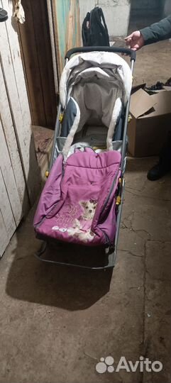 Детские санки коляска с колесами бу