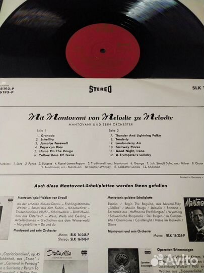 Mantovani оркестр популярные мелодии винил