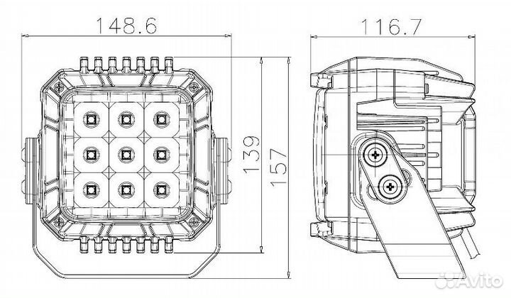 Прожектор светодиодный для ATV, 9х10W направленный