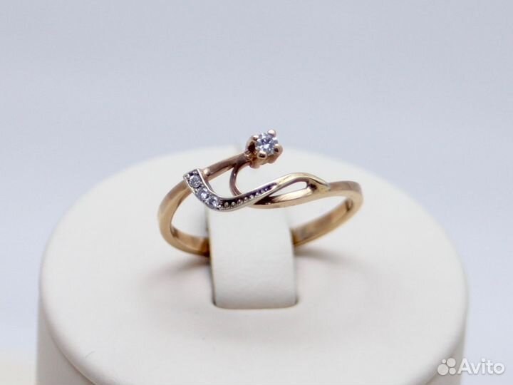 Золотое кольцо из красного золота 585 пробы, встав