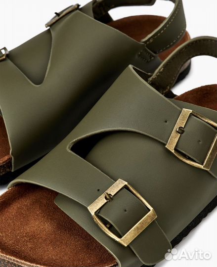 Сандалии детские цвета хаки из эко кожи