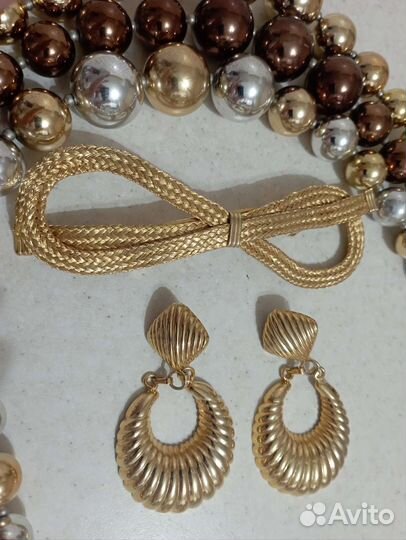 Заколка бант 14см покр24 кар.зол Южн.Карея Винтаж