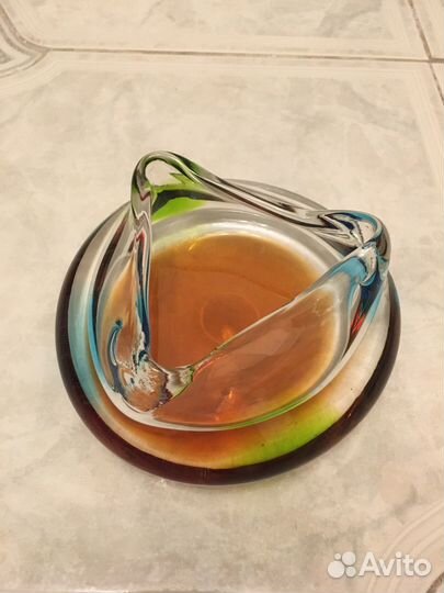 Пепельница времен СССР, цветное стекло