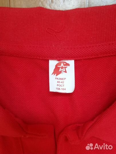 Поло Юнармии,красное,размер 40-42,рост 158-164