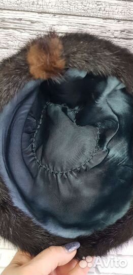 Шапка норка + кожа Боярка в отл.сост. р.56-57