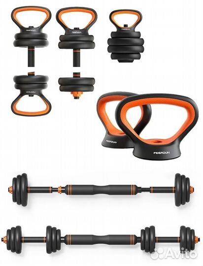 Набор: гантели, штанга и гиря - 20кг