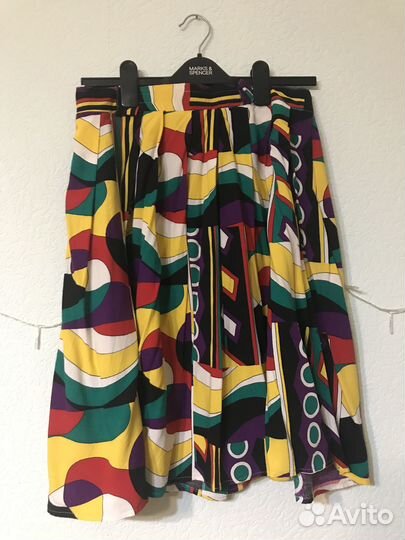 Винтажная цветная хлопковая юбка миди, цветная