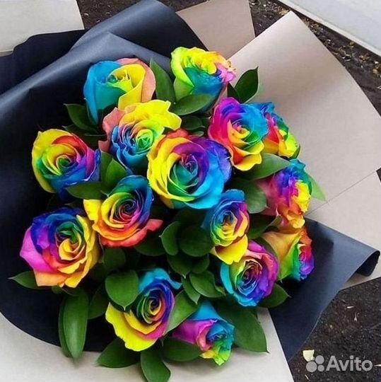 Радужные розы Цветы Доставка