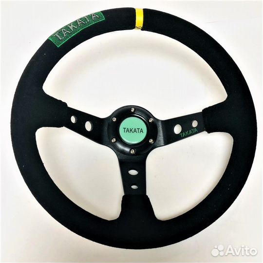 Руль takata style - с выносом - 350мм (замша) (Чер