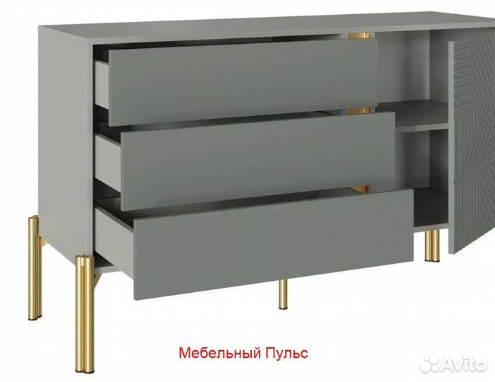 Комод Омри на ножках Шиншилла Серая/Лайт Грей Софт