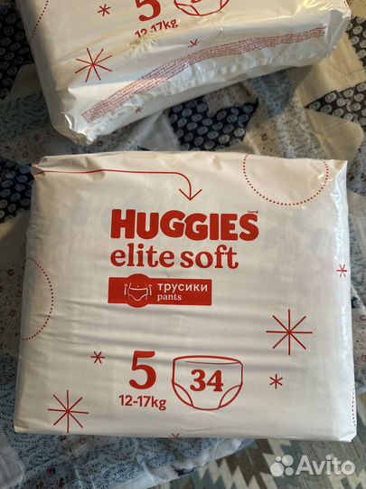 Подгузники трусики huggies elite soft 5 XL 12-17