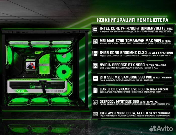 Игровой пк RTX 4090/ 14700K/ 64гб DDR5 6400 Мгц