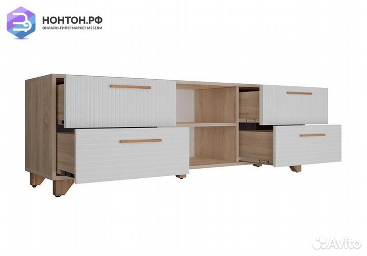 Тв-тумба с нишей Копенгаген дуб сонома / белый мат