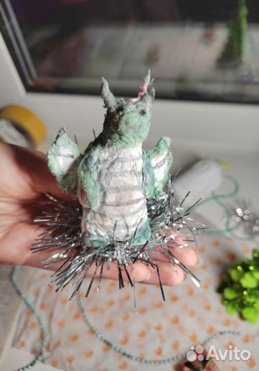 Ватная елочная игрушка Дракон