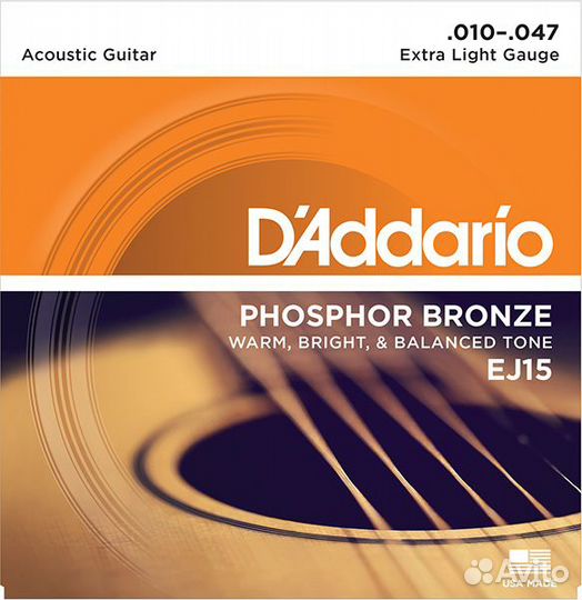 EJ15 phosphor bronze акустика,10-47 D'Addario