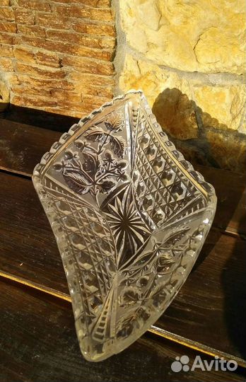 Ваза ладья хрусталь СССР