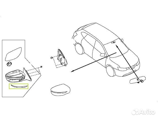 Повторитель в зеркало правый X-Trail Qashqai