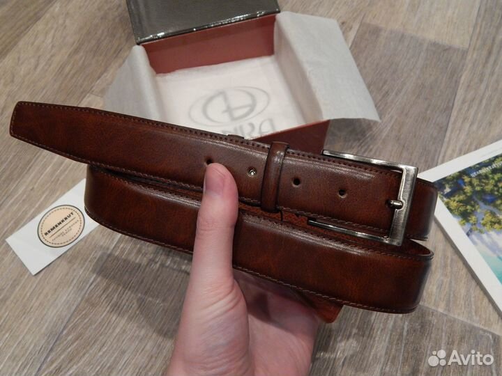Ремень мужской коричневый кожаный классический