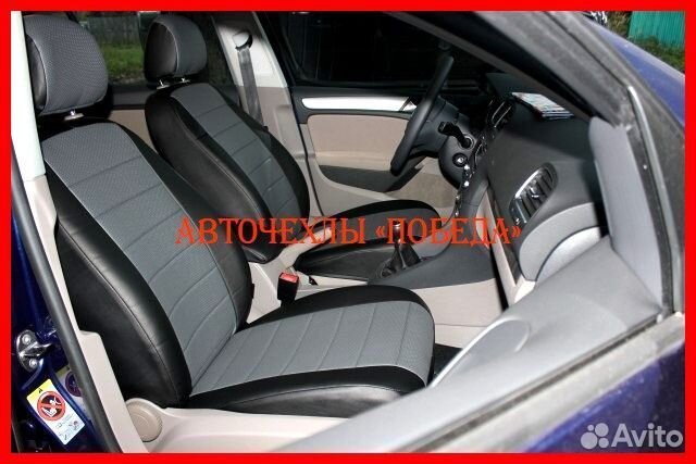 Чехлы Volkswagen Jetta 5 из экокожи чёрно-серые