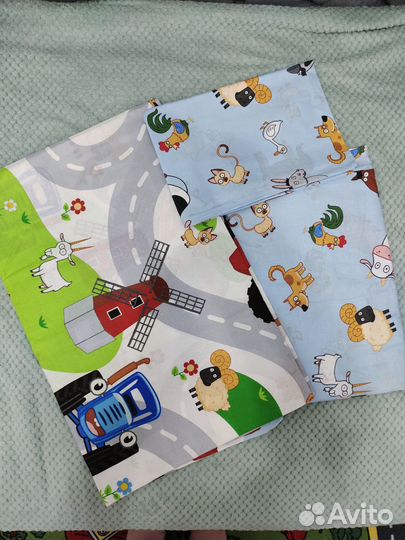 Новое детское постельное белье синий трактор