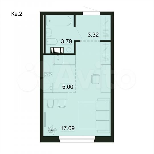 Квартира-студия, 29,2 м², 1/5 эт.
