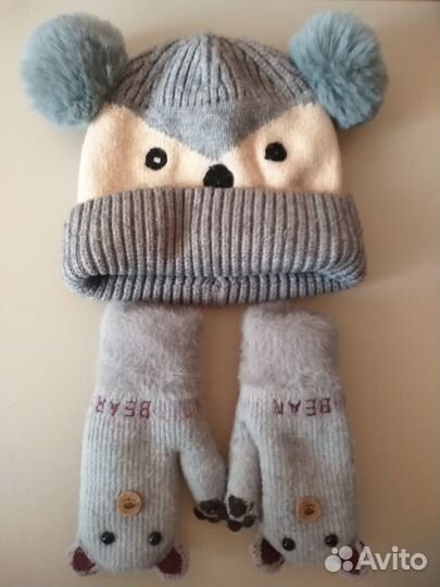 Комплект шапка, варежки