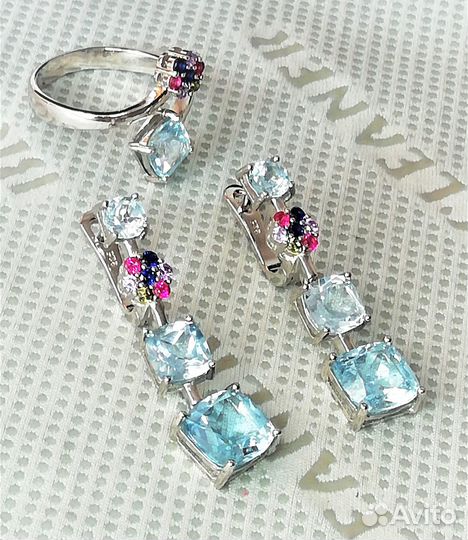 Серьги, кольцо гол.топаз разм.18,5 С211