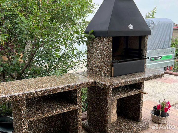 Печь барбекю модульная из камня