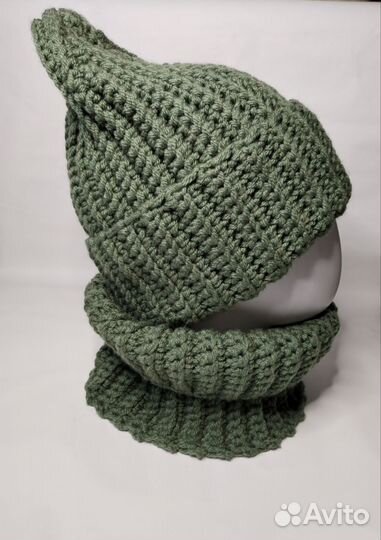 Комплект шапка и снуд зимний женский новый