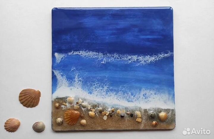 Картина из эпоксидной смолы Синее море