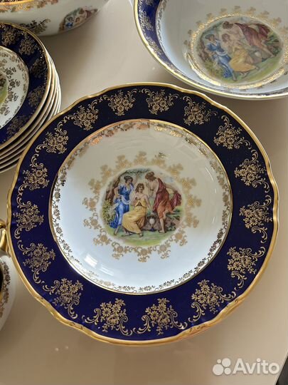 Чешский столовый сервиз Мадонна кобальт