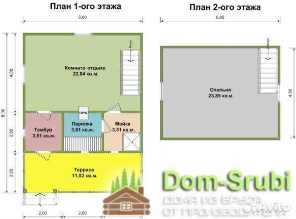 Плес. Хорошая надёжная Баня из бруса Б-23 (6х8)