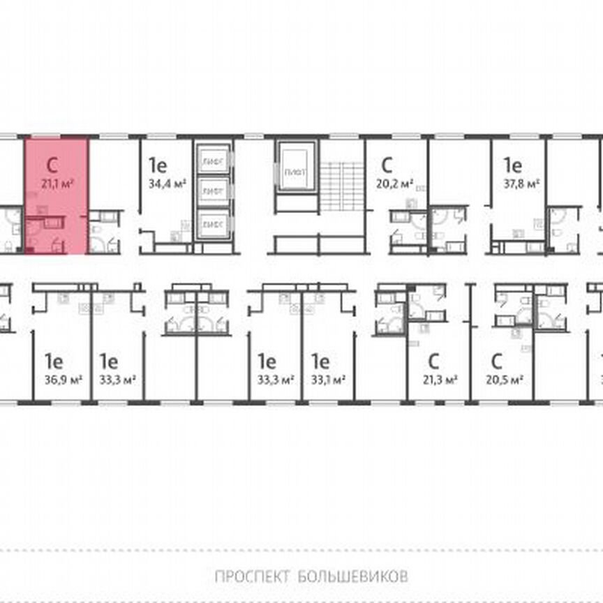 Квартира-студия, 21,1 м², 18/25 эт.