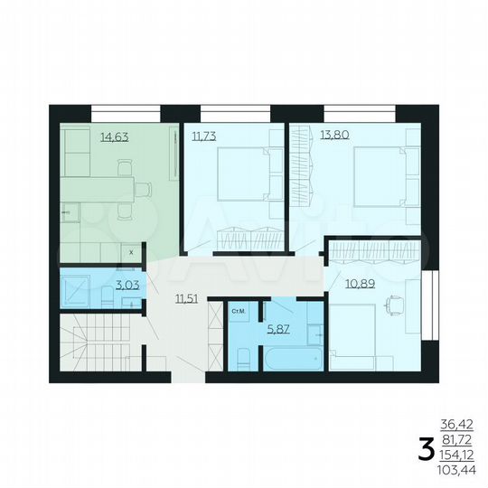 3-к. квартира, 154,1 м², 6/6 эт.