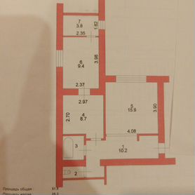 2-к. квартира, 51,8 м², 5/5 эт.