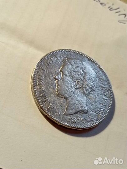 5 песет 1871 года. Испания