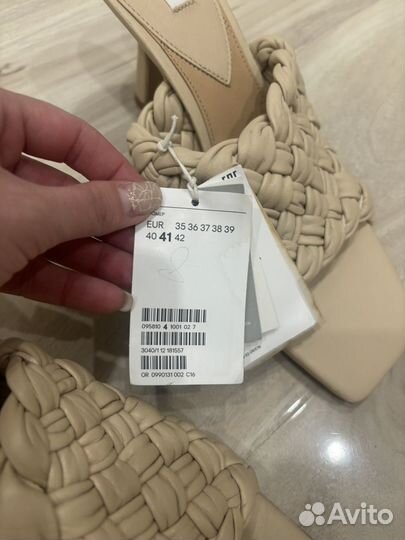 Кожаные шлепки мюли H&M 37, 38