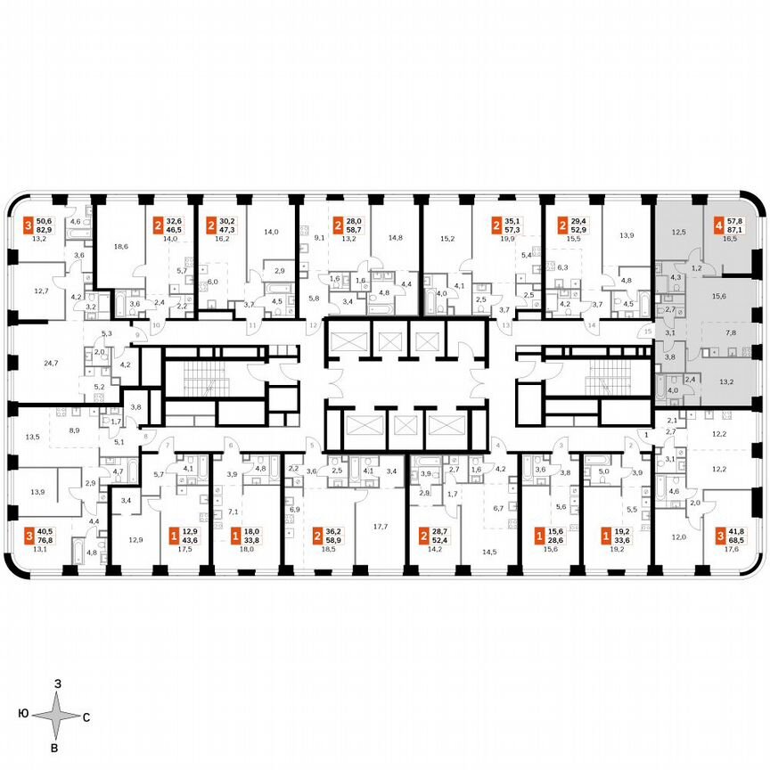 3-к. квартира, 87,1 м², 14/49 эт.