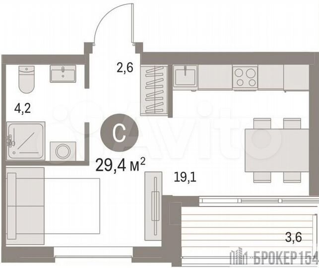 Квартира-студия, 29,4 м², 9/24 эт.