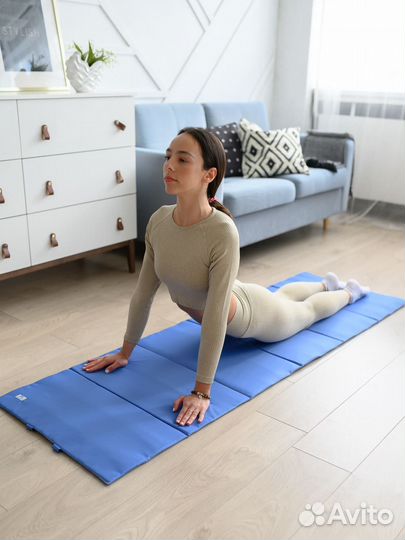 Спортивный коврик влагостойкий бирюзово-желтый