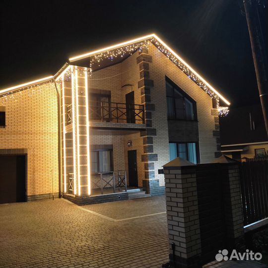 Новогодняя подсветка домов