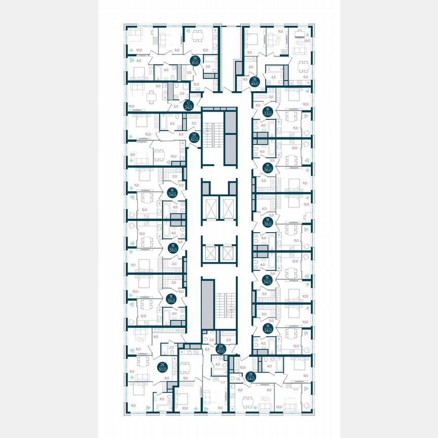 1-к. квартира, 33 м², 20/32 эт.