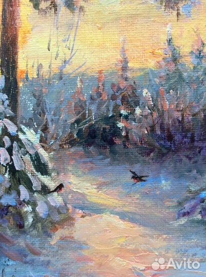 Картина маслом В объятиях зимы, пейзаж
