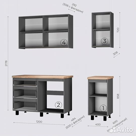 Кухня 1600 1.6 160 готовая (новая)