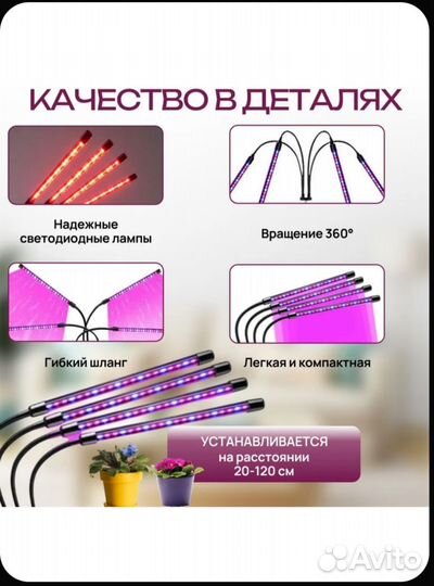 Фитолампа для растений на прищепке