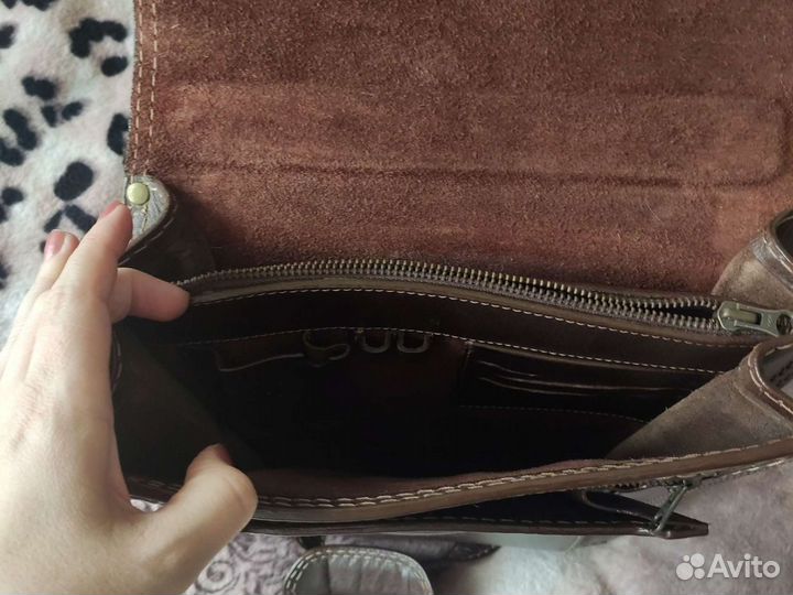 Мужской кожаный портфель-сумка